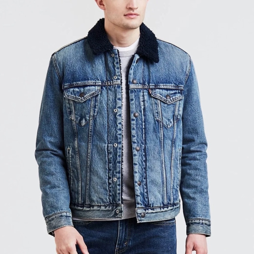 Levi’s Sherpa Lined Black Denim trucker jacket